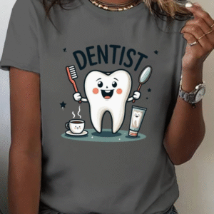 Camiseta mangas cortas "Dentist" - Color gris topo - Estampado de diente - Talla M