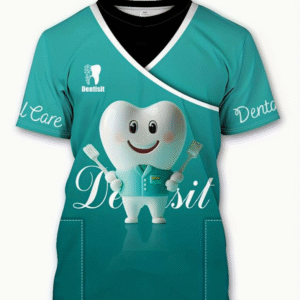 Camiseta mangas cortas cuello redondo "Dental Care" - Color verde turquesa - Estampa Dentisit - Talla L