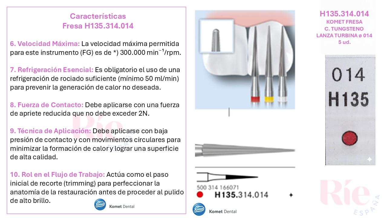 H135.314.014 - KOMET FRESA - C. TUNGSTENO LANZA TURBINA ø 014 5 ud. - Imagen 2