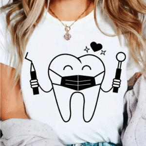 Camiseta mangas cortas cuello redondo "Diente ByN" - Color blanco - Estampado negro - Talla M