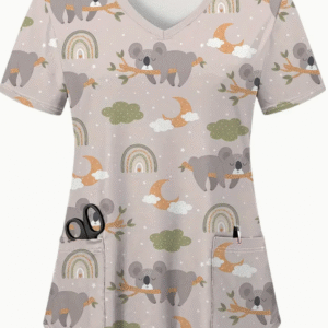 Camiseta mangas cortas cuello V "Koala" - Color gris - Estampada - Talla M