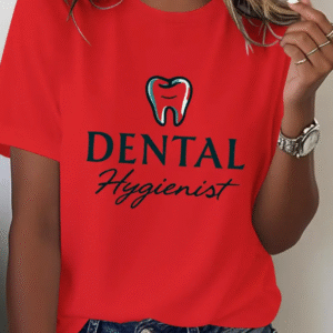 Camiseta mangas cortas cuello redondo "Higienista" - Color rojo - Estampado frente - Talla XL