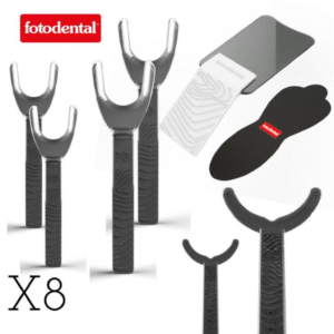 KIT FOTODENTAL ACCESORIOS FULL X8: RETRACTORES TRANSPARENTES + ESPEJO + FONDO DE CONTRASTE